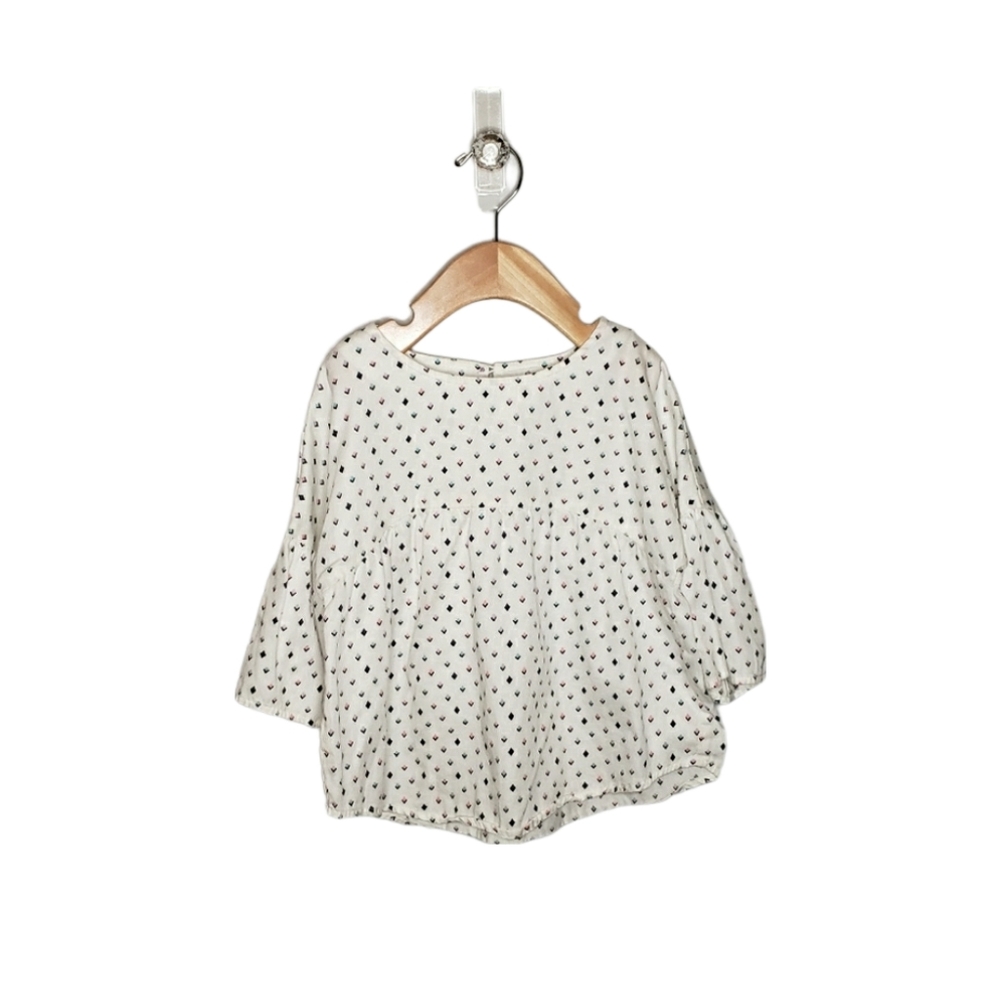Gymboree Small 5-6 Girls Diamond Patterned Drop Shoulder Bell Sleeve Top